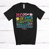 MacnyStore - Personalized Custom Name Mom of Boys Surrounded By Balls; Proud Mother's Day Baseball Soccer T-Shirt