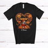 MacnyStore - Personalized Custom Name Mom; Adorable Thanksgiving Fall Tree Heart Pumpkins Bulldog; Family T-Shirt