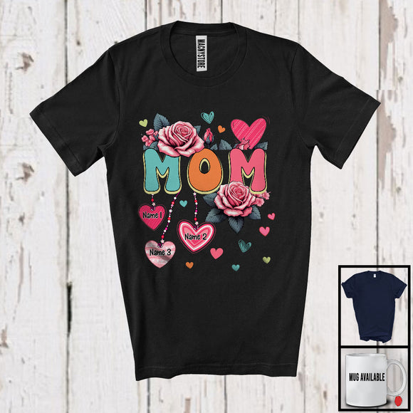 MacnyStore - Personalized Custom Name Mom, Lovely Mother's Day Roses Flowers, Matching Family Group T-Shirt