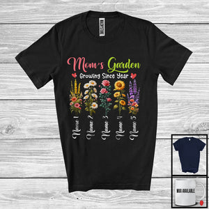 MacnyStore - Personalized Custom Name Mom's Garden Growing Since Year, Lovely Mother's Day Sunflower T-Shirt