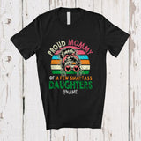 MacnyStore - Personalized Custom Name Mommy Of Smartass Daughters; Proud Mother's Day Bun Hair; Vintage Retro T-Shirt