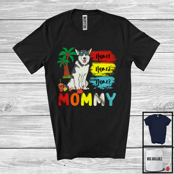 MacnyStore - Personalized Custom Name Mommy, Cute Summer Vacation Husky Sunglasses, Family Group T-Shirt