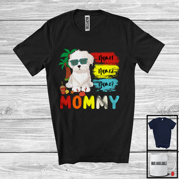 MacnyStore - Personalized Custom Name Mommy, Cute Summer Vacation Maltese Sunglasses, Family Group T-Shirt