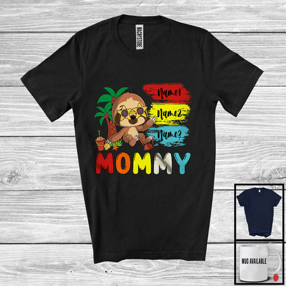MacnyStore - Personalized Custom Name Mommy, Cute Summer Vacation Sloth Sunglasses, Family Group T-Shirt