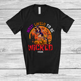 MacnyStore - Personalized Custom Name Most Likely To Be Wicked; Joyful Halloween Moon Flying Witch; Family T-Shirt