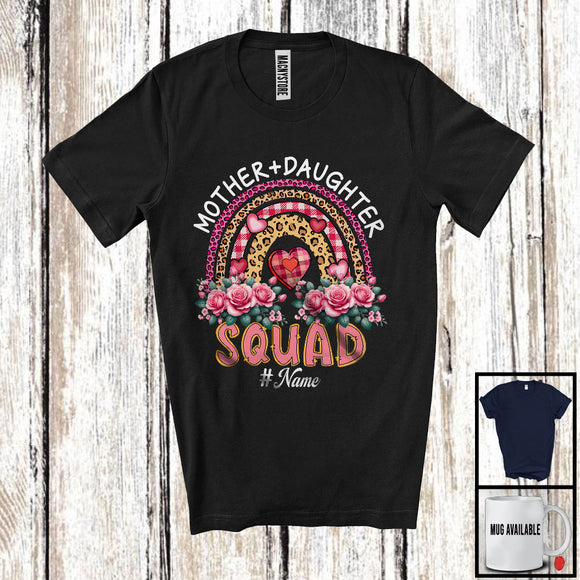 MacnyStore - Personalized Custom Name Mother Daughter Squad, Amazing Mother's Day Flowers Rainbow, Family T-Shirt