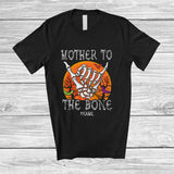 MacnyStore - Personalized Custom Name Mother To The Bone; Scary Halloween Moon Skeleton Hand; Family T-Shirt