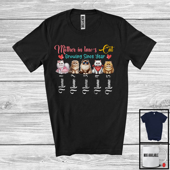 MacnyStore - Personalized Custom Name Mother in law's Cat Growing Since Year, Lovely Mother's Day Family T-Shirt