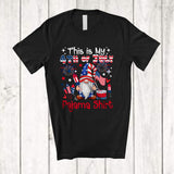 MacnyStore - Personalized Custom Name My 4th of July Pajama Shirt; Lovely US Flag Gnome Fireworks; Patriotic T-Shirt