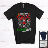 MacnyStore - Personalized Custom Name My Christmas Pajamas Shirt; Amazing Snowing Three Skeleton; Family T-Shirt