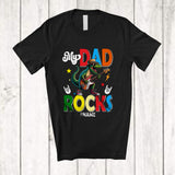 MacnyStore - Personalized Custom Name My Dad Rocks; Awesome Father's Day T-Rex Guitar; Guitarist Music T-Shirt