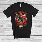 MacnyStore - Personalized Custom Name My Daughter Has Your Back; Proud Father's Day American Flag Family T-Shirt