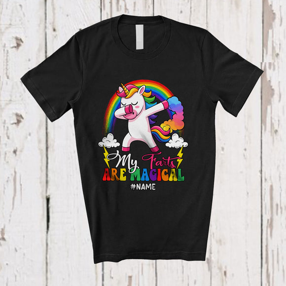 MacnyStore - Personalized Custom Name My Farts Are Magical; Humorous Dabbing Unicorn Rainbow; Family T-Shirt