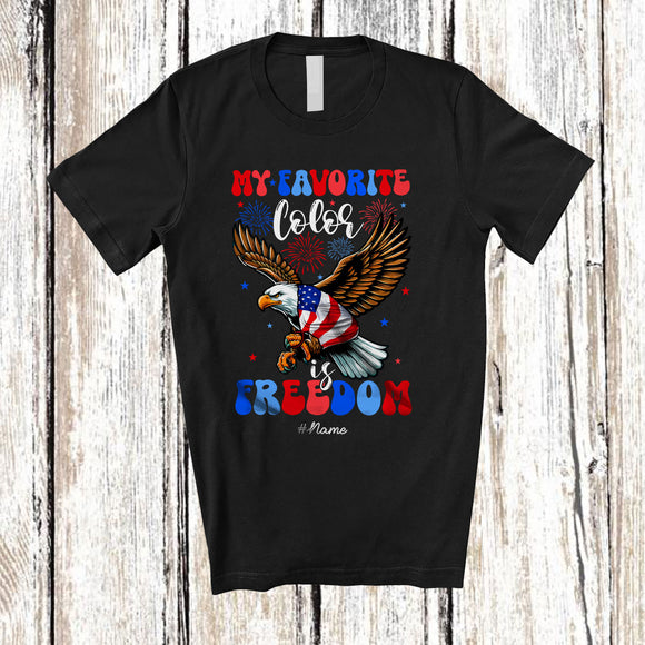 MacnyStore - Personalized Custom Name My Favorite Color Is Freedom; Amazing 4th of July Eagle; Patriotic T-Shirt