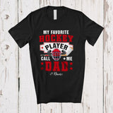 MacnyStore - Personalized Custom Name My Favorite Hockey Player Calls Me Dad; Proud Father's Day Family T-Shirt