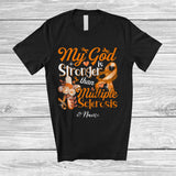 MacnyStore - Personalized Custom Name My God Is Stronger Than Multiple Sclerosis; Proud Orange Ribbon T-Shirt