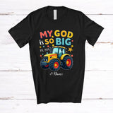 MacnyStore - Personalized Custom Name My God is So Big; Adorable Tractor Boys Construction Truck Driver T-Shirt