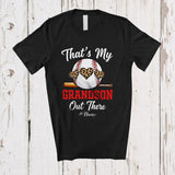 MacnyStore - Personalized Custom Name My Grandson Out There; Proud Father's Day Leopard Heart Baseball T-Shirt