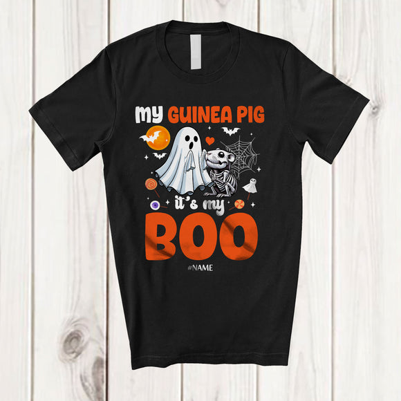 MacnyStore - Personalized Custom Name My Guinea Pig It's My Boo; Humorous Halloween Ghost Skeleton T-Shirt