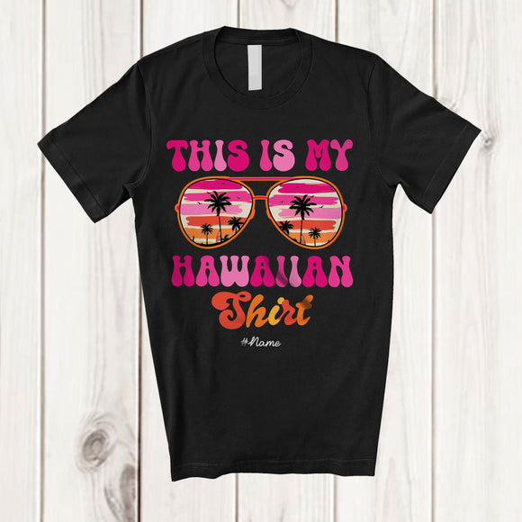 MacnyStore - Personalized Custom Name My Hawaiian Shirt; Humorous Summer Vacation Groovy Sunglasses T-Shirt