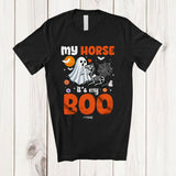 MacnyStore - Personalized Custom Name My Horse It's My Boo; Humorous Halloween Horse Ghost Skeleton T-Shirt