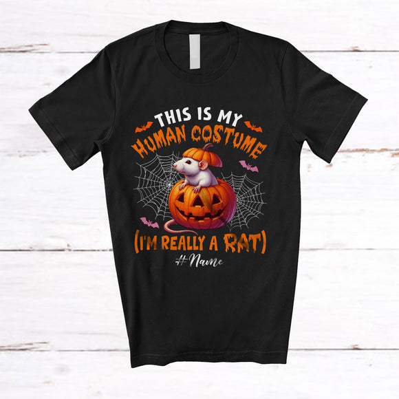 MacnyStore - Personalized Custom Name My Human Costume Rat; Lovely Halloween Pumpkin Wild Animal T-Shirt
