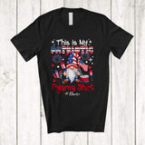 MacnyStore - Personalized Custom Name My Patriotic Pajama Shirt; Lovely 4th Of July US Flag Gnome Fireworks T-Shirt