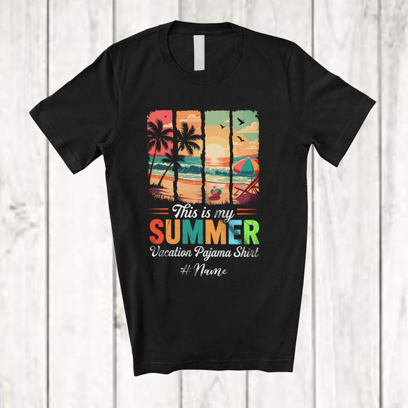 MacnyStore - Personalized Custom Name My Summer Vacation Pajama Shirt; Joyful Vintage Summer Beach T-Shirt