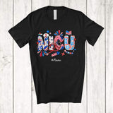 MacnyStore - Personalized Custom Name NICU; Fantastic 4th Of July American Flag; Nurse Patriotic T-Shirt