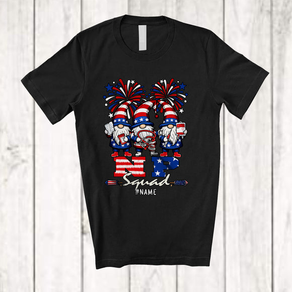 MacnyStore - Personalized Custom Name NP Squad; Lovely 4th of July Three Gnomes; Patriotic Hospital Careers T-Shirt
