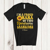 MacnyStore - Personalized Custom Name Nana Of Two Handsome Grandsons; Happy Mother's Day Sunflower T-Shirt