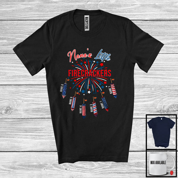 MacnyStore - Personalized Custom Name Nana's Little Firecrackers, Proud 4th Of July Fireworks, Family Patriotic T-Shirt