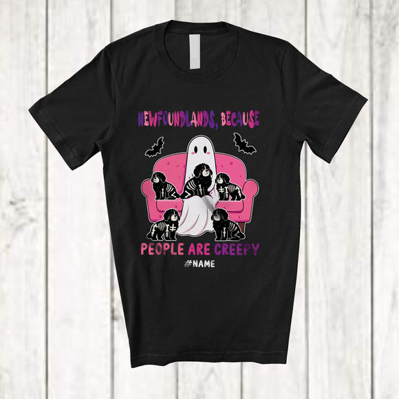 MacnyStore - Personalized Custom Name Newfoundlands People Creepy; Amazing Halloween Boo Ghost Family T-Shirt