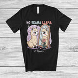 MacnyStore - Personalized Custom Name No Drama Llama; Humorous Llama Checking Mirror; Girls Family T-Shirt