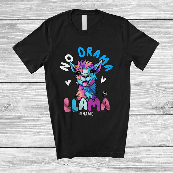 MacnyStore - Personalized Custom Name No Drama Llama; Sarcastic Llama Colorful; Women Girls Family T-Shirt