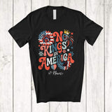 MacnyStore - Personalized Custom Name No Kings In America; Floral 4th Of July Retro Democracy; Patriotic T-Shirt