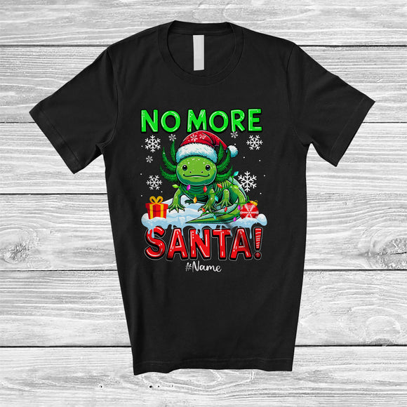 MacnyStore - Personalized Custom Name No Morse Santa; Lovely Christmas Santa Green Axolotl; Axolotl Lover T-Shirt