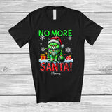 MacnyStore - Personalized Custom Name No Morse Santa; Lovely Christmas Santa Green Cat; Cat Owner Lover T-Shirt