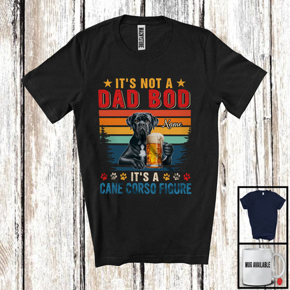 MacnyStore - Personalized Custom Name Not A Dad Bod It's A Cane Corso Figure, Vintage Father's Day Beer T-Shirt
