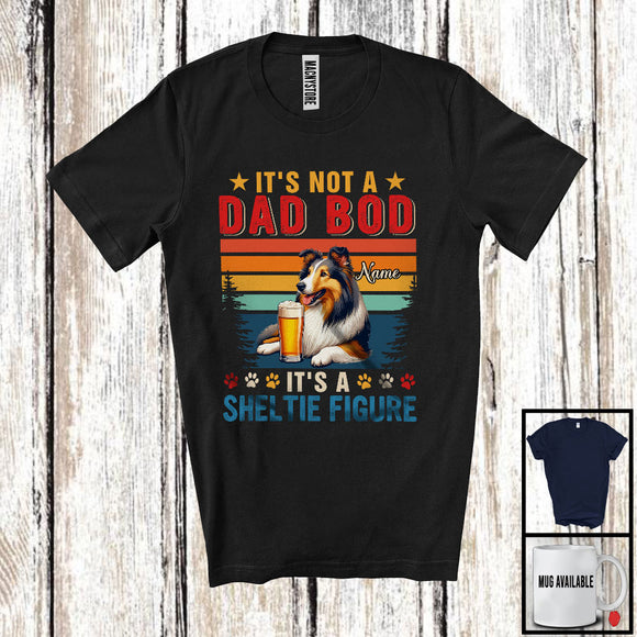 MacnyStore - Personalized Custom Name Not A Dad Bod It's A Sheltie Figure, Vintage Father's Day Beer T-Shirt