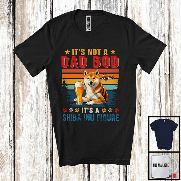 MacnyStore - Personalized Custom Name Not A Dad Bod It's A Shiba Inu Figure, Vintage Father's Day Beer T-Shirt