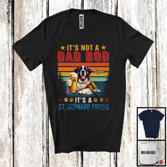 MacnyStore - Personalized Custom Name Not A Dad Bod It's A St. Bernard Figure, Vintage Father's Day Beer T-Shirt