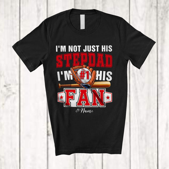 MacnyStore - Personalized Custom Name Not Just His Stepdad Number 1 Fan; Joyful Father's Day Baseball Player T-Shirt