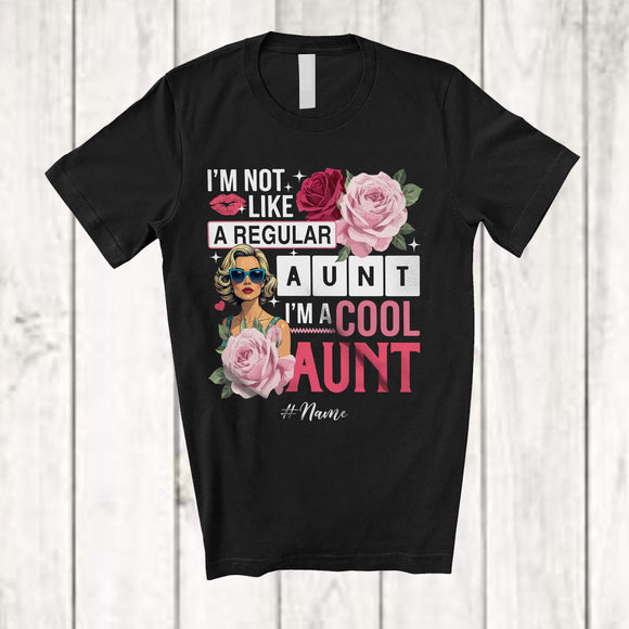 MacnyStore - Personalized Custom Name Not Regular Aunt I'm A Cool Aunt; Joyful Mother's Day Flowers T-Shirt