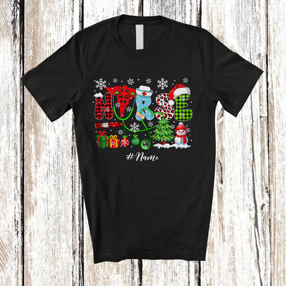 MacnyStore - Personalized Custom Name Nurse Christmas Cosplay; Funny Stethoscope Matching Group T-Shirt