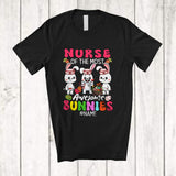 MacnyStore - Personalized Custom Name Nurse Of The Most Awesome Bunnies; Lovely Easter 3 Bunnies Eggs T-Shirt
