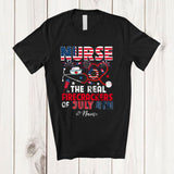 MacnyStore - Personalized Custom Name Nurse Real Firecrackers; Joyful 4th Of July Fireworks; Patriotic T-Shirt