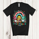 MacnyStore - Personalized Custom Name Nurse Squad; Amusing Easter Three Gnomes Hunting Eggs; Rainbow T-Shirt