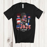 MacnyStore - Personalized Custom Name Nurse Squad; Proud 4th Of July Three Nurse Nursing Tools; Patriotic T-Shirt
