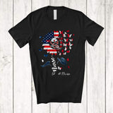 MacnyStore - Personalized Custom Name Nurse; Lovely 4th Of July US Flag Sunflower; Nursing Patriotic T-Shirt